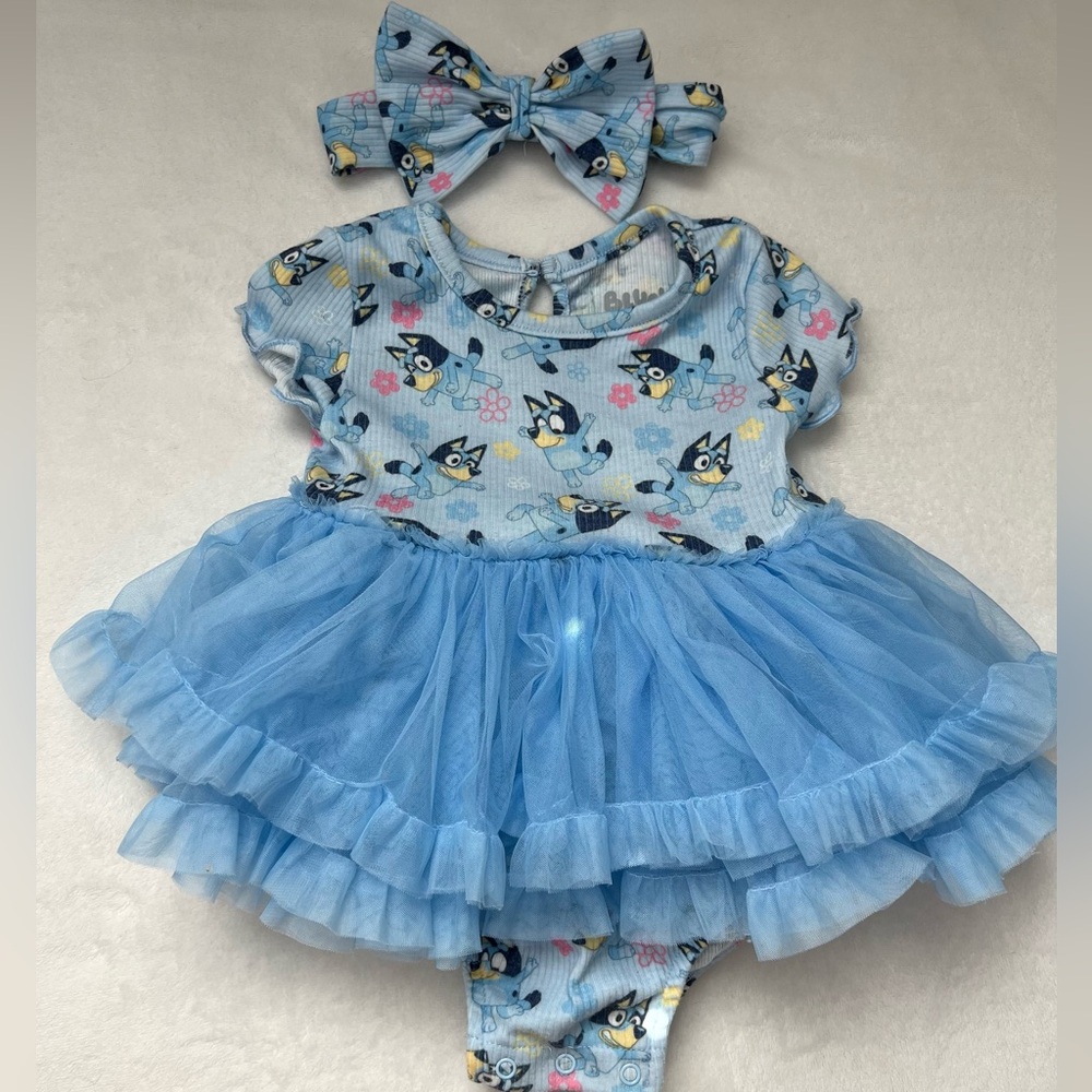 Bluey tulle dress/romper with headband